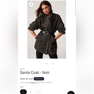 ba&sh Black and Gray Women's Coat